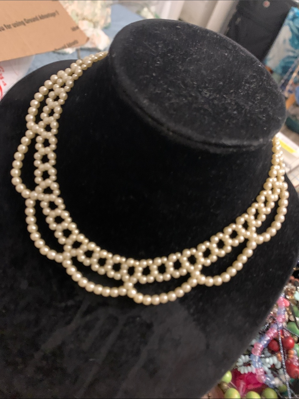 Ivory Multi-Strand Pearl Necklace — Elegant Layered Design - Picture 2 of 3